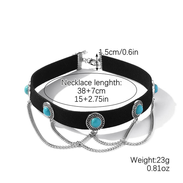 Punk Vintage Velvet Clavicle Chain Metal Rock Necklace, Spec: N2211-8