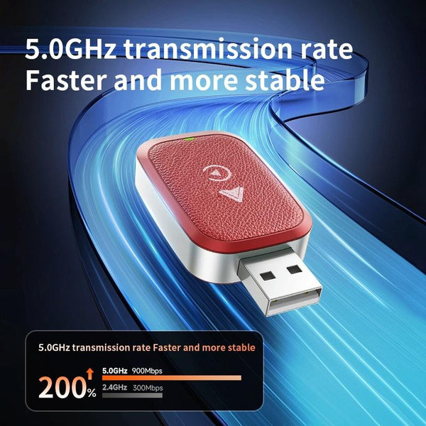 2 in 1 Car Carplay / Android Auto Carplay Box Wired to Wireless Adapter(Red)