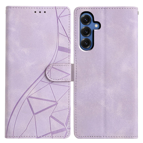 For Samsung Galaxy S23 FE 5G Triangles Embossed Leather Phone Case(Purple)