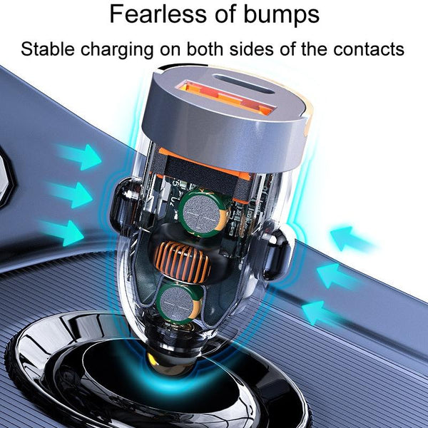 120W Vehicle Mini Invisible Dual-Port Charger Car Cigarette Lighter