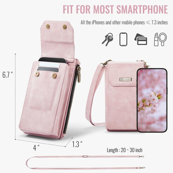 CaseMe Me40 Vertical Multifunctional Shoulder Crossbody Phone Bag(Pink)
