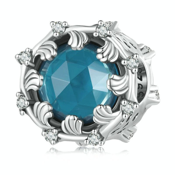 SCC2445 Sterling Silver S925 Sea Wave Flower Zircon Bracelet Beads