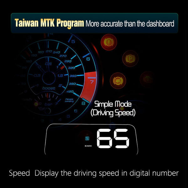 T900 Car HUD Head-Up Display, Speed, GPS, Overspeed Alarm (Blue)