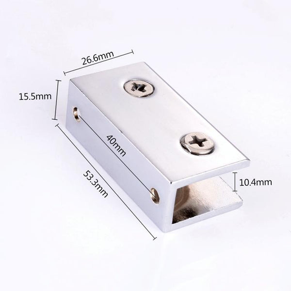 Zinc Alloy Bright Fixed Bracket Connection 10mm Rectangular Glass Fixing Clamp