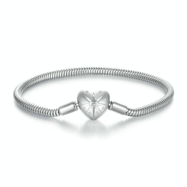 S925 Sterling Silver Star Heart DIY Basic Bracelet(17CM)
