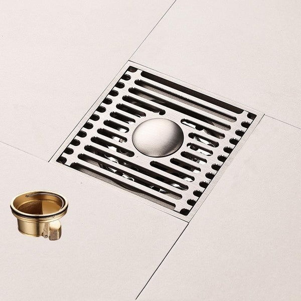 All Copper Brushed Anti-Odor Floor Drain Gravity Copper Core Bathroom Floor Drain, Specification: Square Fine Sculpture Dual Use