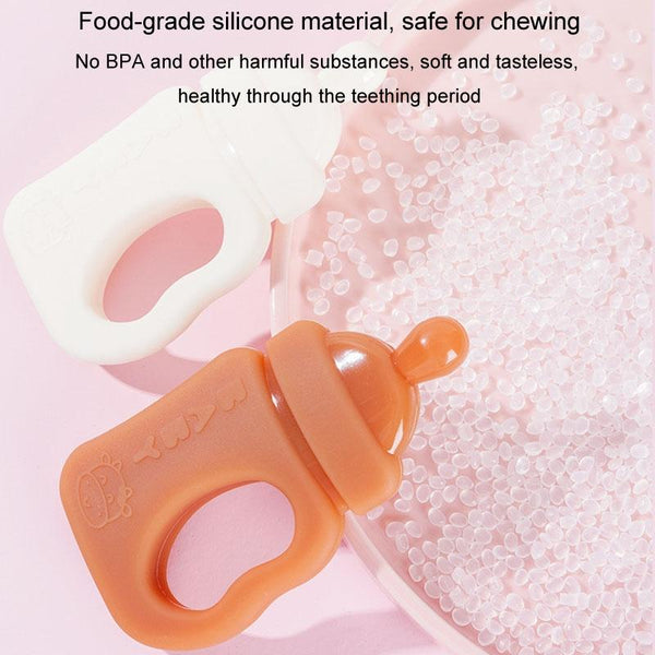 Baby Silicone Teether Bottle Bite Teether Teething Stick, Color: Without Box Milk White