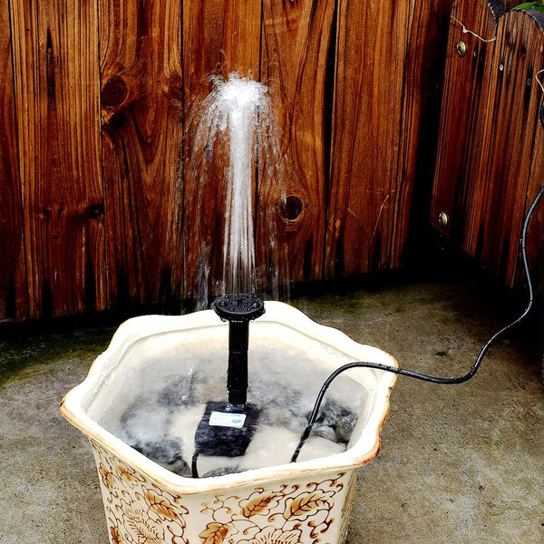 Garden Rockery Decoration Solar Fountain DC Water Pump Suspension Sprinkler(Black)