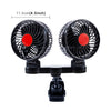 HUXIN HX-T606E 12W 360 Degree Adjustable Rotation Clip Two Head Low Noise Mini Electric Car Fan with Roller Switch, DC24V