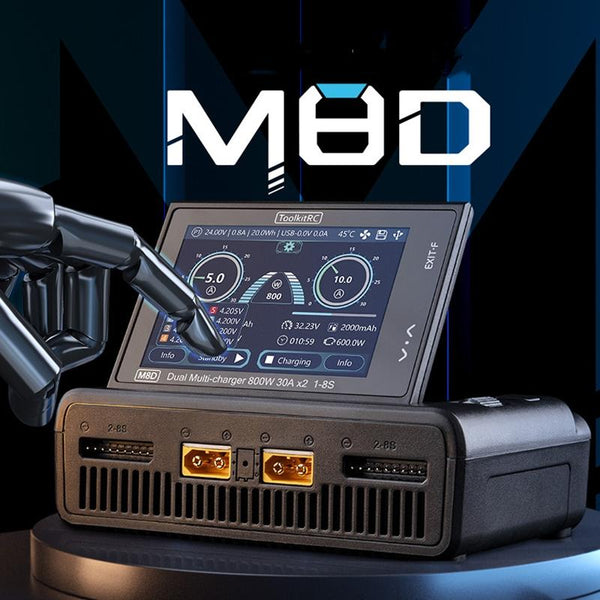 ToolkitRC M8D Colored Screen Dual Drone Aerial Powerful Balance Battery Charger(Black)