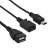USB 2.0 Female to Mini USB AM + Micro 5 Pin AF Cable, Length: 20cm