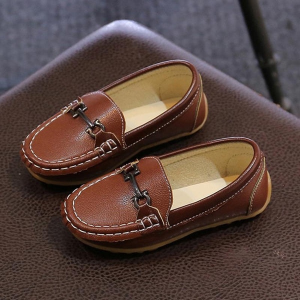 K3 Lightweight Anti-Skid Dance Bean Shoes Children Small Leather Shoes, Size: 31(Brown)