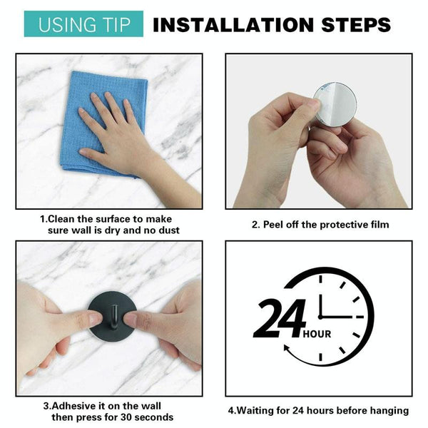 2pcs Stainless Steel Hooks Kitchen Bathroom Storage Behind Door Hooks With Adhesive, Style: Round White