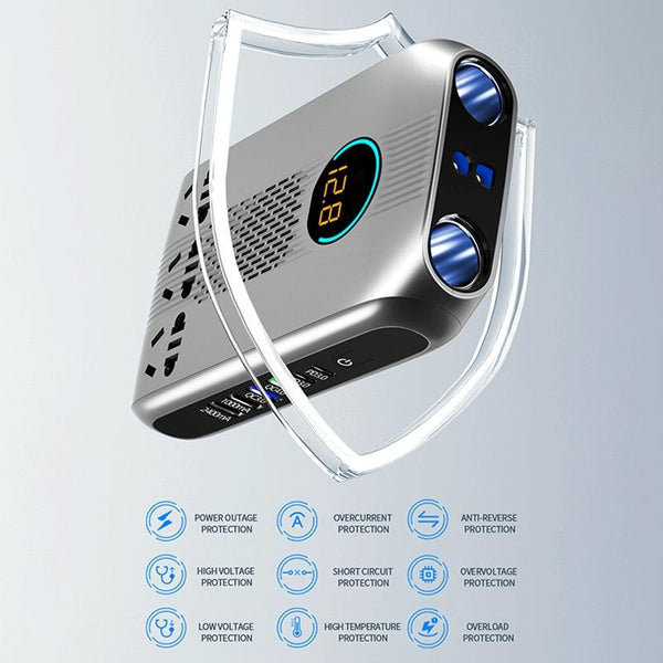 Ozio K20-S 12V 200W Smart Car LED Digital Display Power Inverter Converter(Silver)