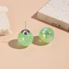 E2209-10 Green Round Beads Stud Earrings Jewelry