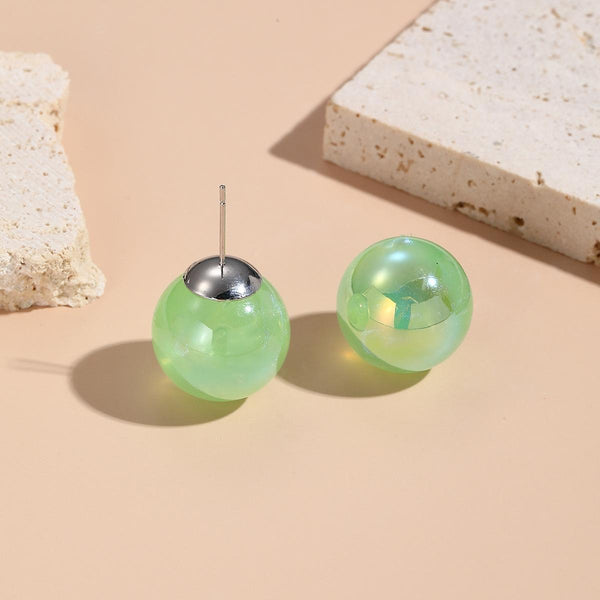 E2209-10 Green Round Beads Stud Earrings Jewelry