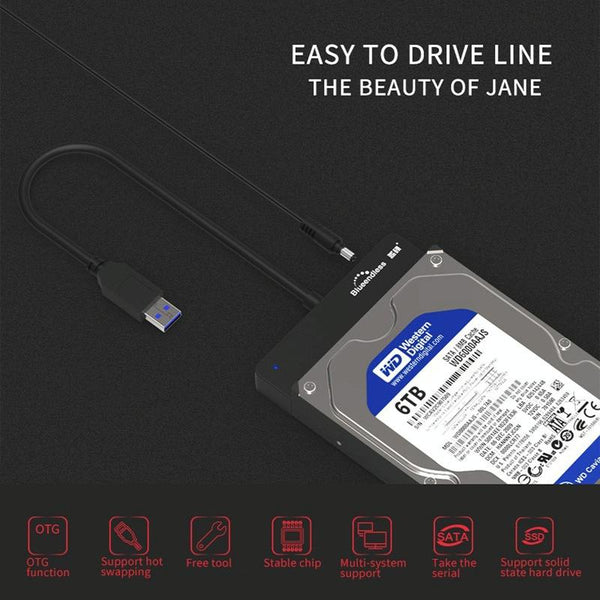 Blueendless US35 USB3.0 To SATA Adapter 2.5 / 3.5-Inch Hard Drive SSD Reader, Spec: USB3.0 12V2A