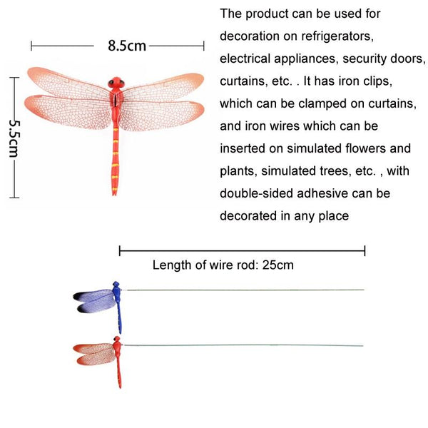 10pcs Simulation Plug Rod Magnetic Dragonfly Home Wall Garden Decoration(Blue)