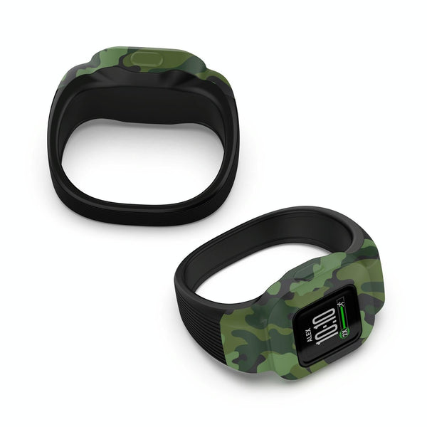 For Garmin Vivofit JR3 No Buckle Silicone Printing Watch Band, Size:S(Camouflage Green)