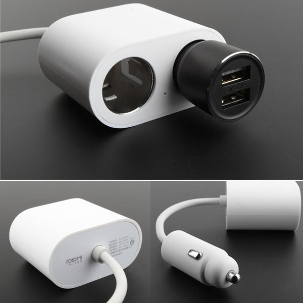 Original Xiaomi Youpin ROIDMI 2 in 1 120W 10A Car Cigarette Lighter + Dual USB Port Quick Charge Car Charger(White)