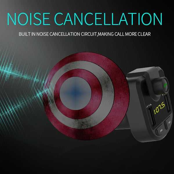 Bluetooth FM Transmitter Wireless In-Car Radio Adapter Music Player Hands-Free Calling Car Kit, Dual USB Charger, Support Bluetooth / Micro SD Card / TF Card / USB Disk