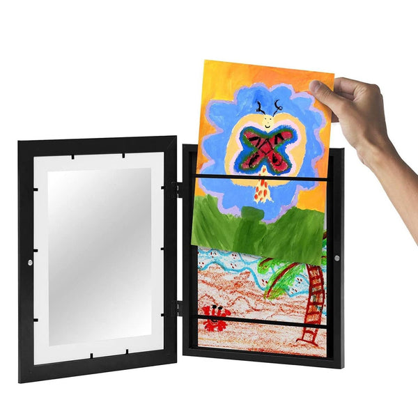 Wood Children Art Frames Magnetic Front Open Frametory for Poster Photo Drawing Paintings Pictures(Black)