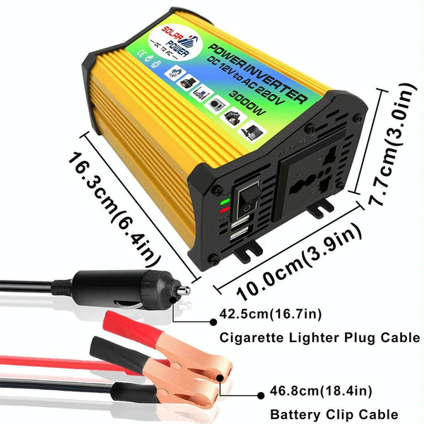 Legend I Generation DC12V to AC220V 3000W Modified Square Wave Car Power Inverter(Yellow)