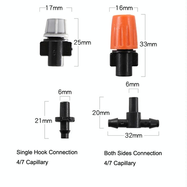 20pcs TF-118 Gardening Irrigation Drip Irrigation System Set Accessories Both Sides Connection 4/7mm Capillary (Gray)