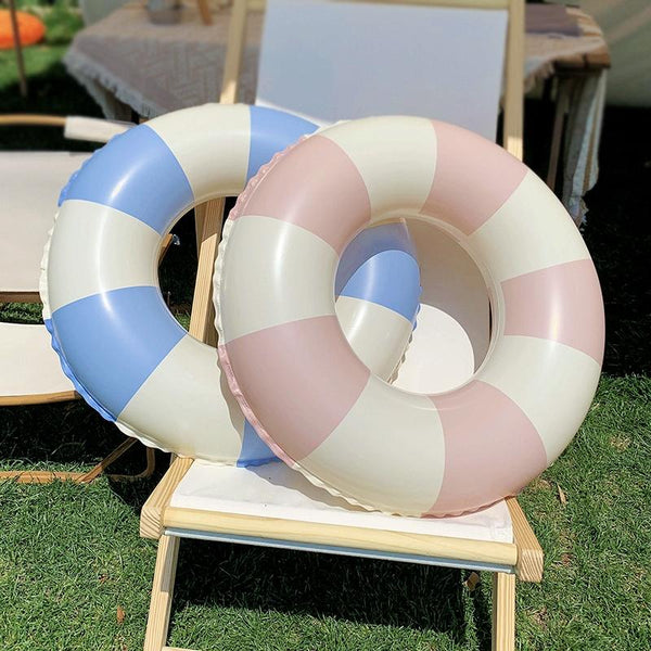 Children Adult Cartoon Inflatable Swimming Ring, Pattern: 70# Retro Striped Blue Pink Random Color
