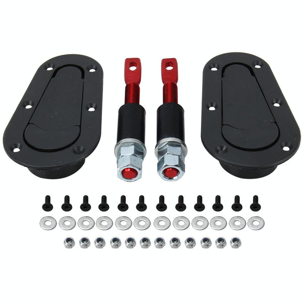 A Pair Car Carbon Fiber Cover Lock Modified Hood Lock General Racing Car Cover Lock(Black)
