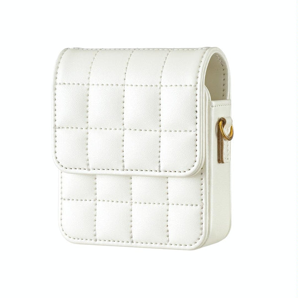 For Samsung Galaxy Z Flip6 BFB04 Plaid Crossbody Fold Phone Bag(White)