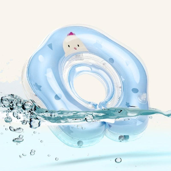 Cute Cartoon Chick Pattern Transparent PVC Adjustable Inflatable Baby Swimming Float Ring Neck Ring(Pink Medium)