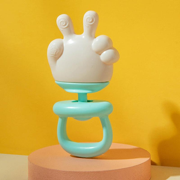 Baby Rattle Teether Soothing Teething Stick Anti-Eating Silicone Toy, Color: Yeah Gesture Cyan