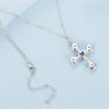 S925 Sterling Silver Platinum Plated Rose Cross Necklace For Women(BSN379)