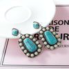 925 Antique Silver Plated Turquoise Earrings(Silver)