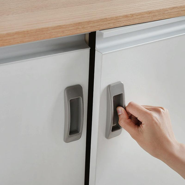 1pair Rectangular Paste Assist Door Windows Handle Refrigerator Cabinet Door Handle(Khaki)