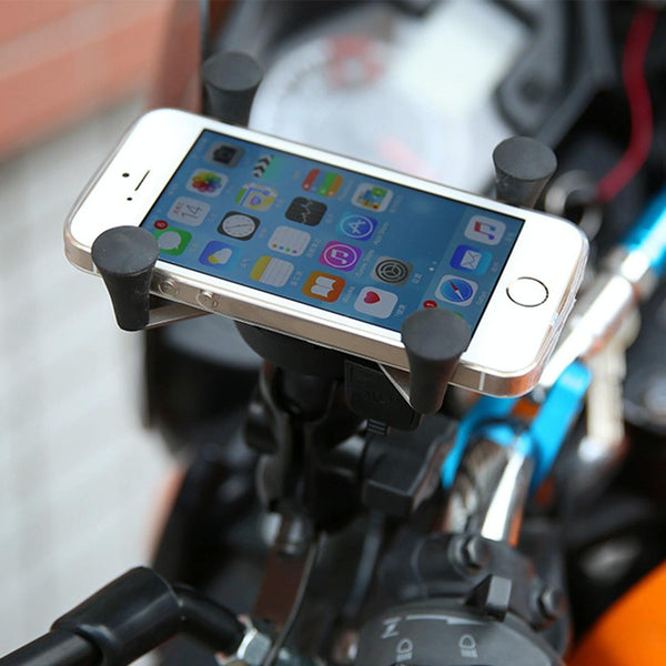 Universal 12V Motorcycle USB Phone Charger with Holder, Suitable for 3.5-6.5 inch Smartphones