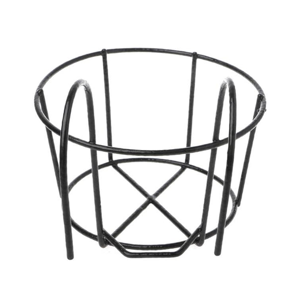 Balcony Fence Round Metal Flower Stand Wrought Iron Wall-mounted Flower Pot Stand, Size:M(Black)