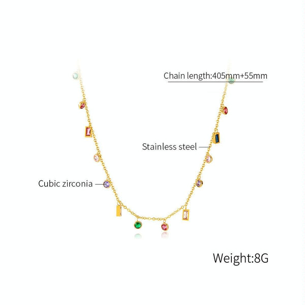 OPK GX2429 Colorful Dopamine Zirconia Small Accessories Stainless Steel Collarbone Chain