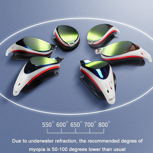WAVE Electroplating HD Anti-fog Myopia Swimming Glasses, Color: Red Black 700 Degree