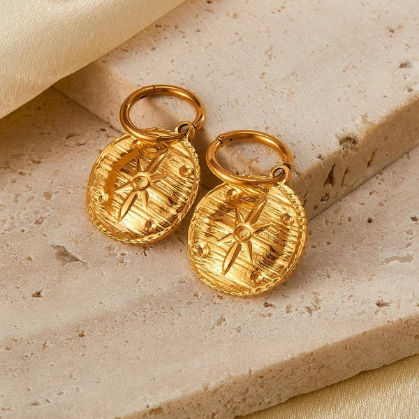 OPK GE916 1pair Simple Stainless Steel Round Plaque Earrings Gold Plated Stud Earrings Accessories
