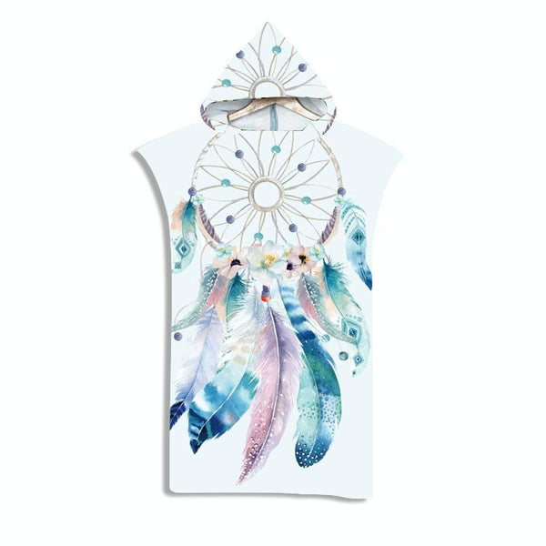 Adult Hooded Bath Towel Fine Fiber Beach Quick Dry Bathrobe, Size: 110x75cm(Dreamcatcher)