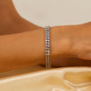 OPK GS1523 Stainless Steel Double Chain Double Row Diamonds Simple Bracelet, Color: Steel Color