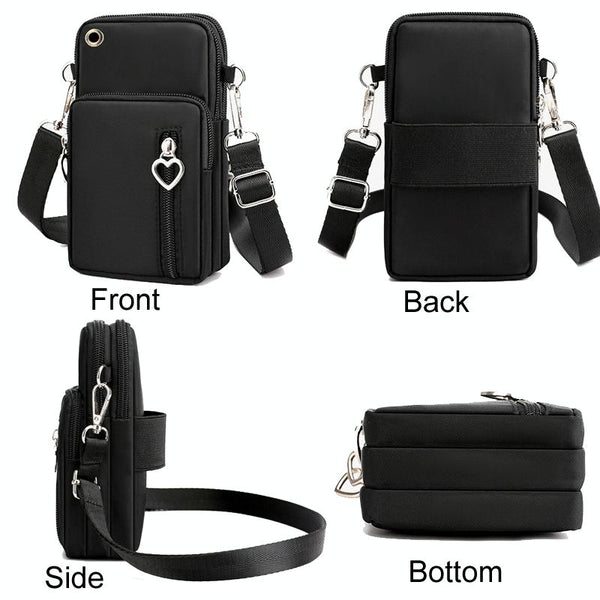 Crossbody Mobile Phone Bag Vertical Wallet Wrist Pouch With Arm Band for Women, Style: Black Balloon