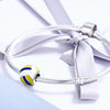 S925 Sterling Silver Drop Oil Personality Beach Volleyball Beaded DIY Bracelet Accessory