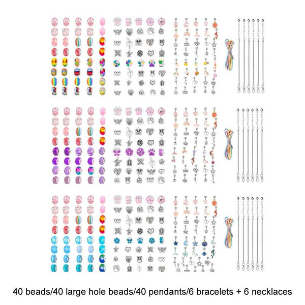 132pcs/sets Pink+Color Children DIY Beaded Bracelet Double Layer Jewelry Box Set