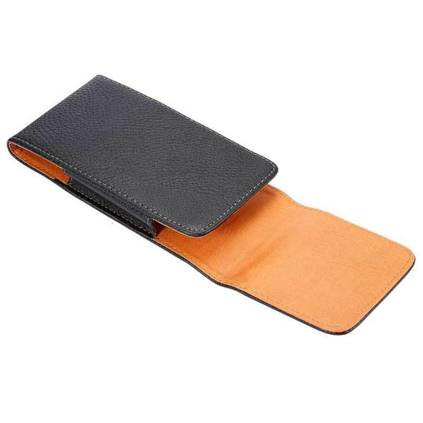 6.5 Inch  Men Vertical Mobile Phone Waist Bag Litchi Pattern Back Clip Buckle Belt Leather Case