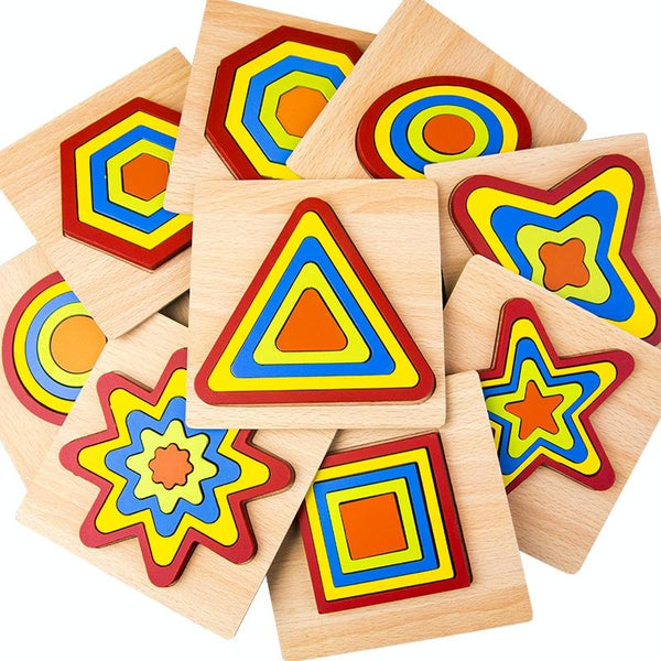 DIY Creative 3D Wooden Puzzle Geometry Shape Puzzle Children Educational Toys(Flower)