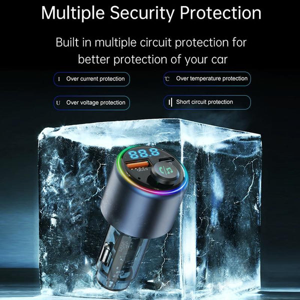 48W Car Bluetooth MP3 Player with Fast Charging(Black)