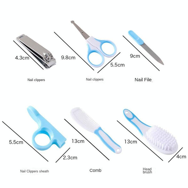 2sets 6 in 1 Baby Care Cleaning Kit Nail Scissors Combination Set, Color: Blue